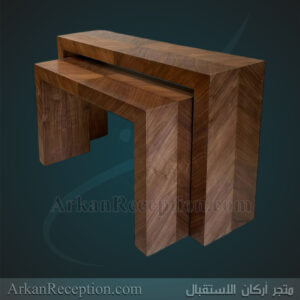 طاولة استقبال بتصميم مربع معتق قشرة الجوز